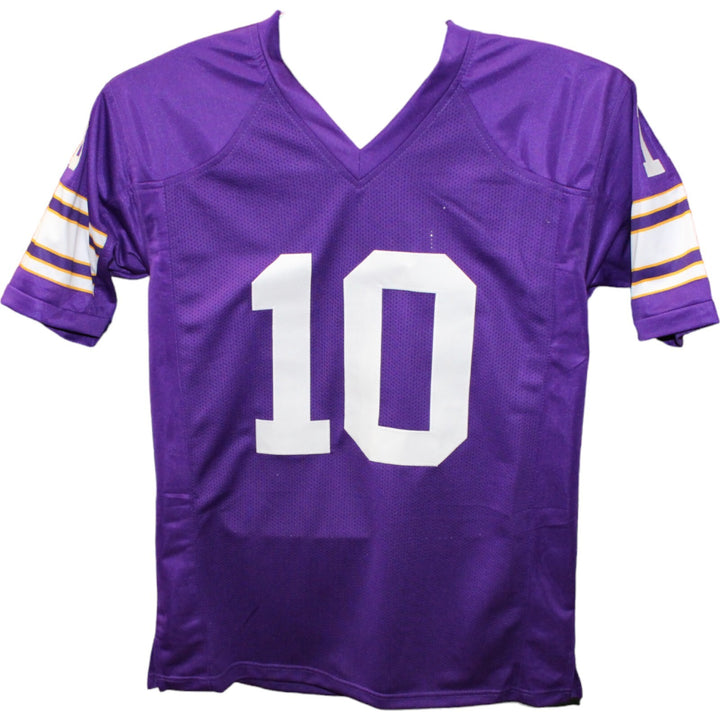 Fran Tarkenton Autographed/Signed Pro Style Purple HOF Jersey Beckett 44019