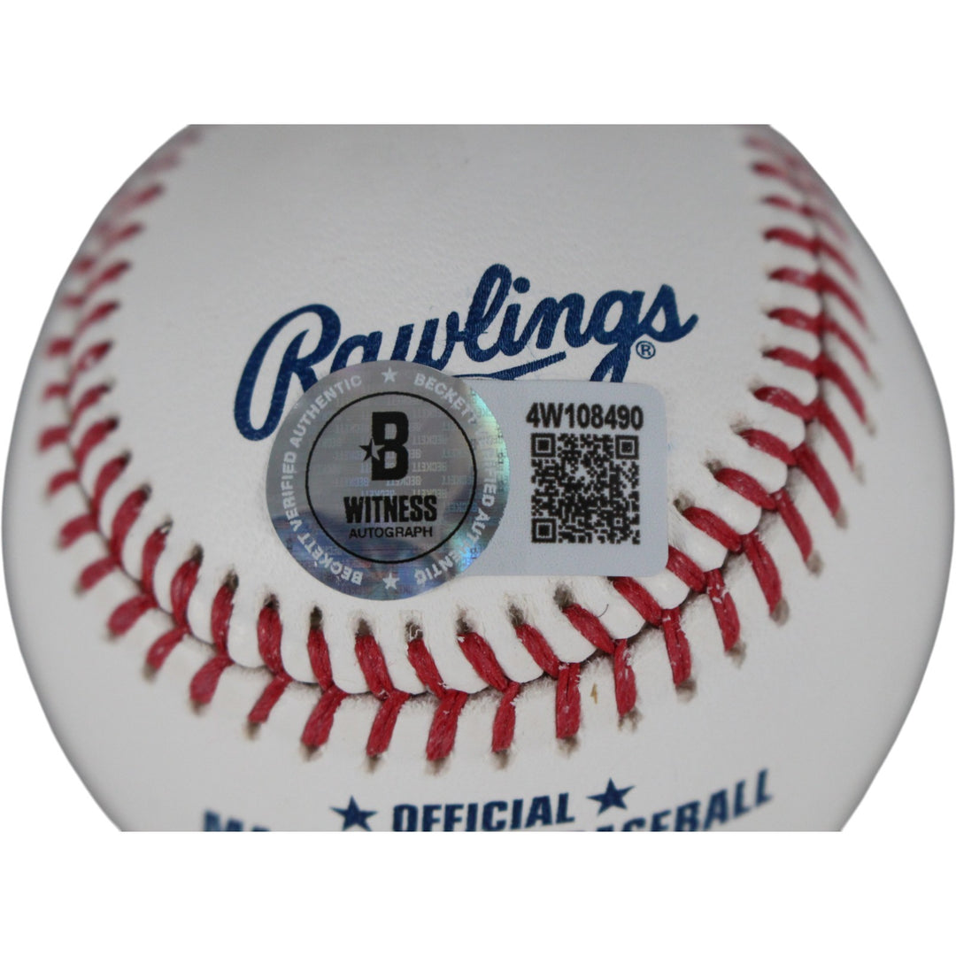 Deion Sanders Autographed/Signed Atlanta Braves OML Baseball Beckett WIT 53346