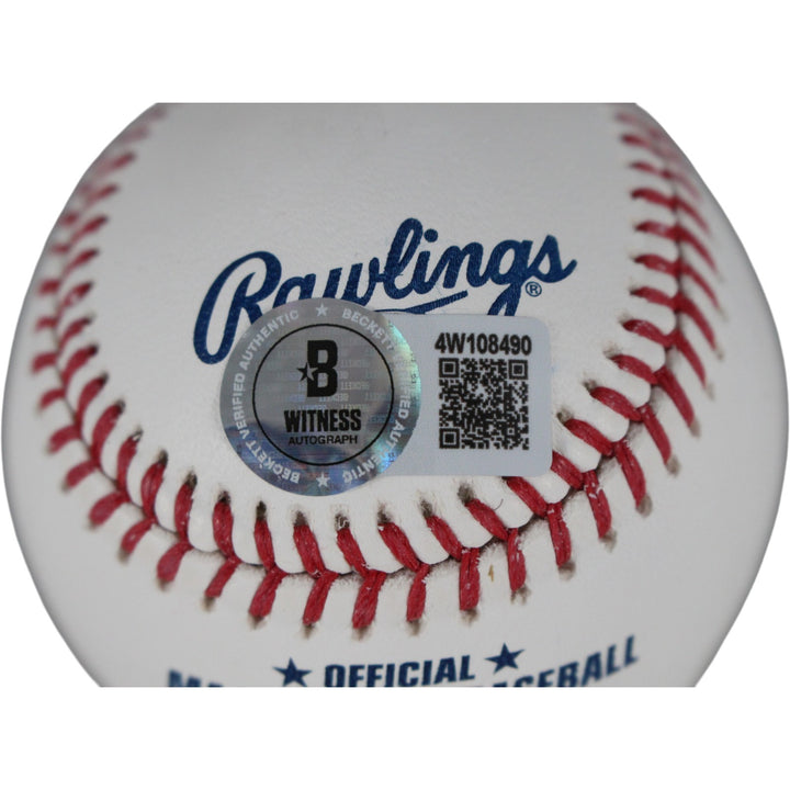 Deion Sanders Autographed/Signed Atlanta Braves OML Baseball Beckett WIT 53346