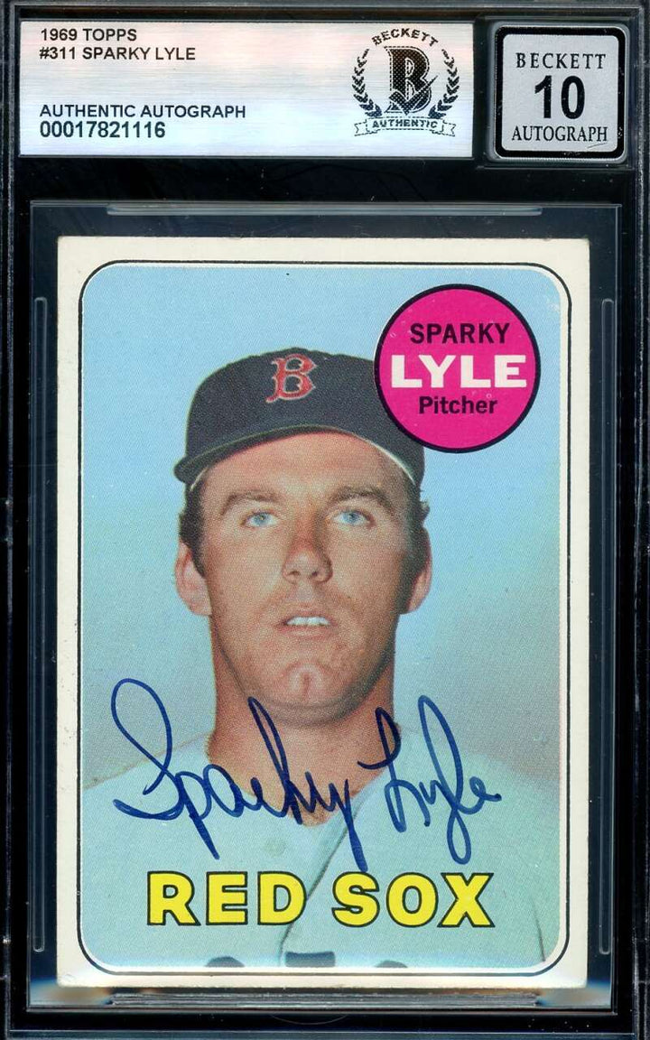 Sparky Lyle Gem Mint 10 Beckett BAS Signed 1969 Topps Rookie Autograph