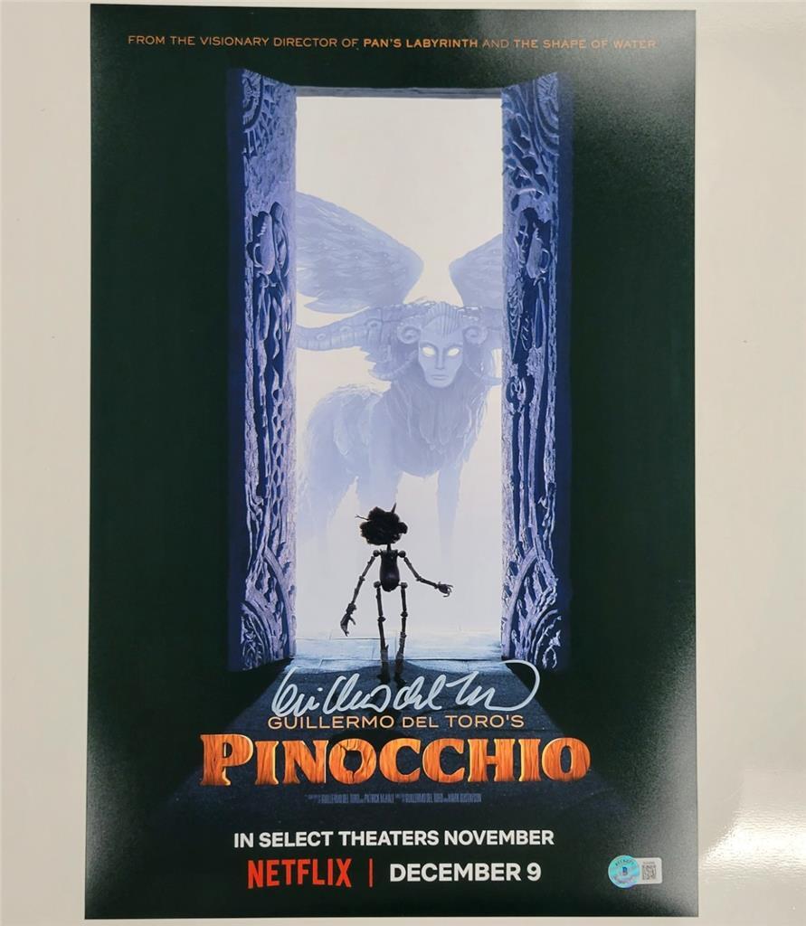 Guillermo del Toro signed Pinocchio 12x18 photo poster autograph (E) Beckett BAS