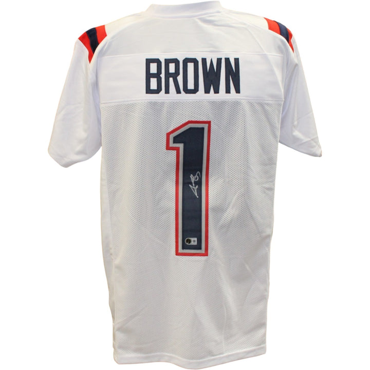 AJ Brown Autographed/Signed Pro Style Sz XL White Jersey Beckett Witnessed 57962