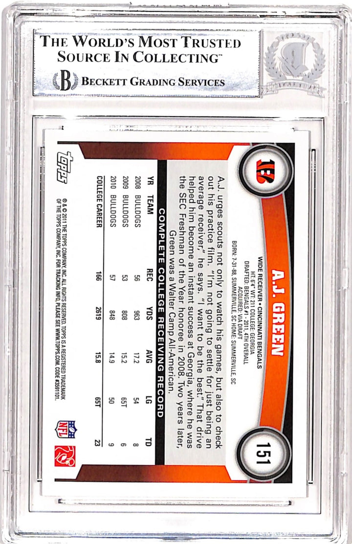 AJ Green Autographed/Signed 2011 Topps #151 Trading Card Beckett 39072