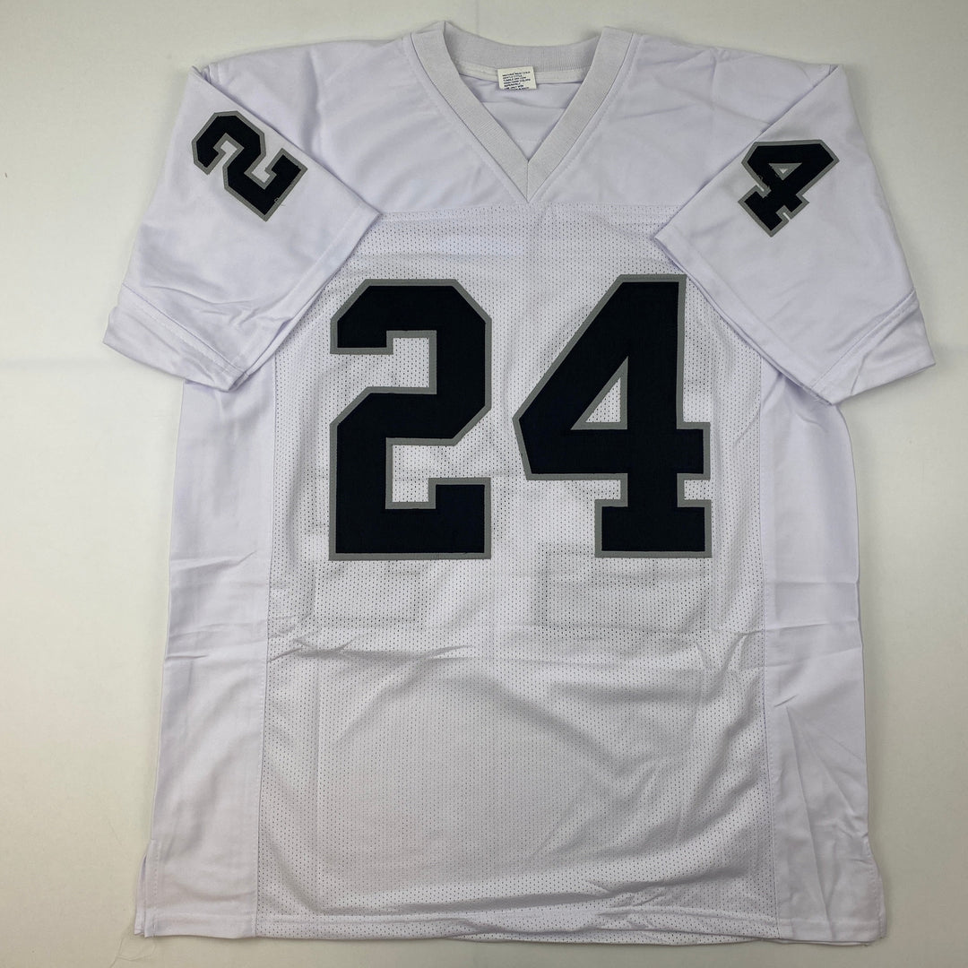Facsimile Autographed Charles Woodson Oakland Vegas White Reprint Jersey Mens XL