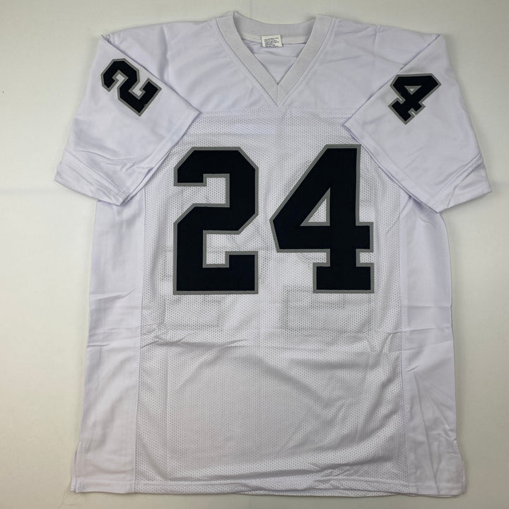 Facsimile Autographed Charles Woodson Oakland Vegas White Reprint Jersey Mens XL