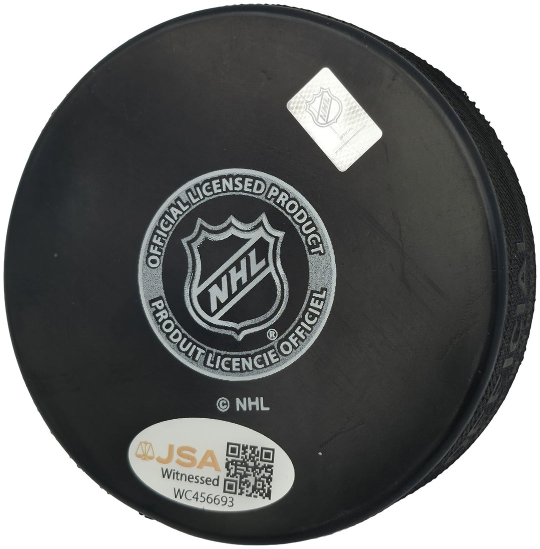 Jaromir Jagr Signed Official Pittsburgh Penguins Logo Puck JSA Witness