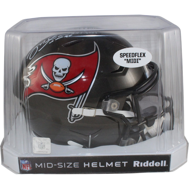 Mike Alstott Signed Tampa Bay Buccaneers Mid-Size Midi Helmet Insc Beckett 54865