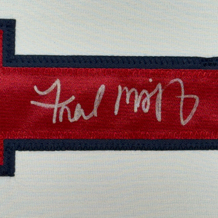 Framed Autographed/Signed Fred McGriff 33x42 Atlanta White Jersey JSA COA