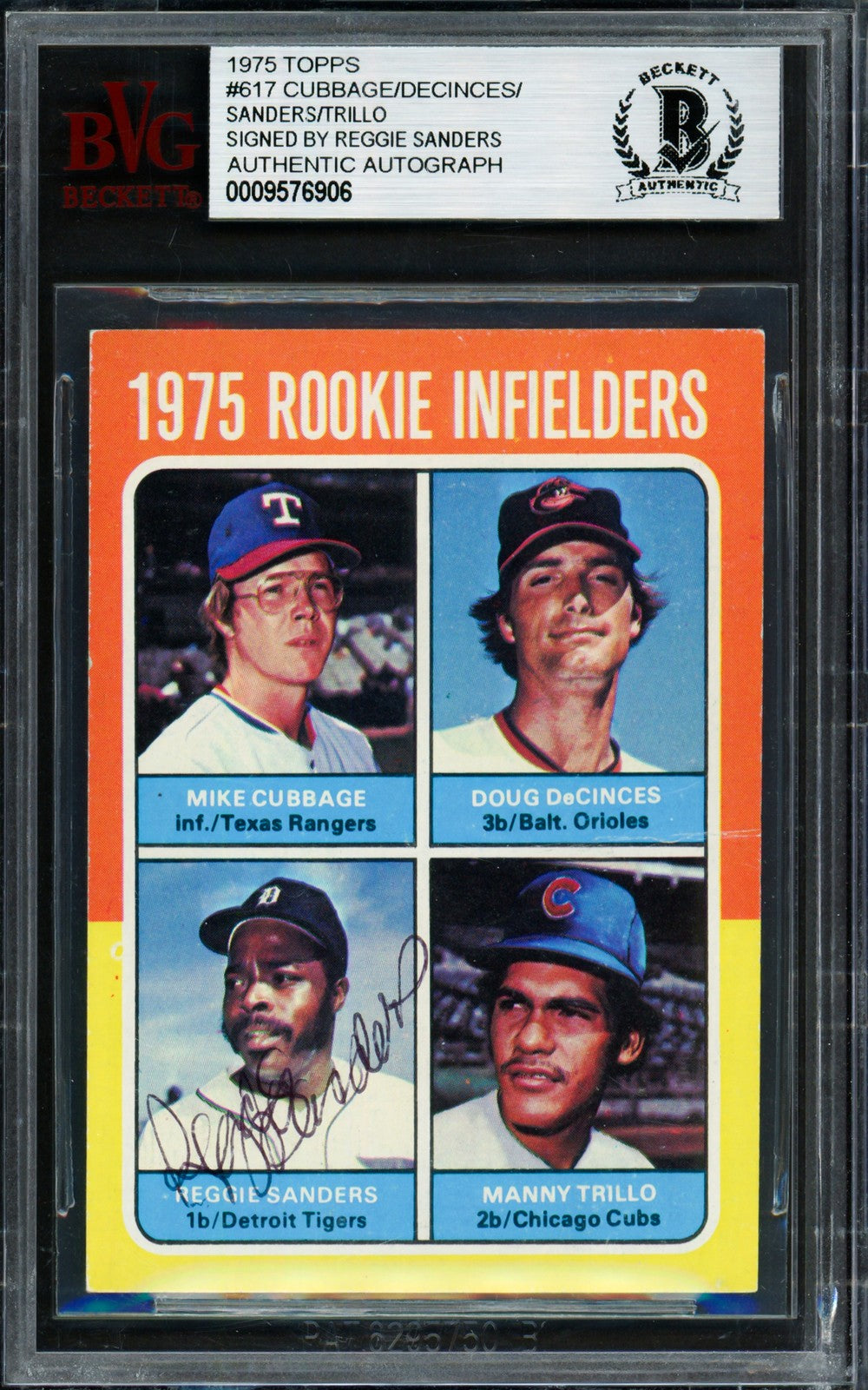 Reggie Sanders Signed 1975 Topps RC 617 Detroit Tigers Beckett #9576906