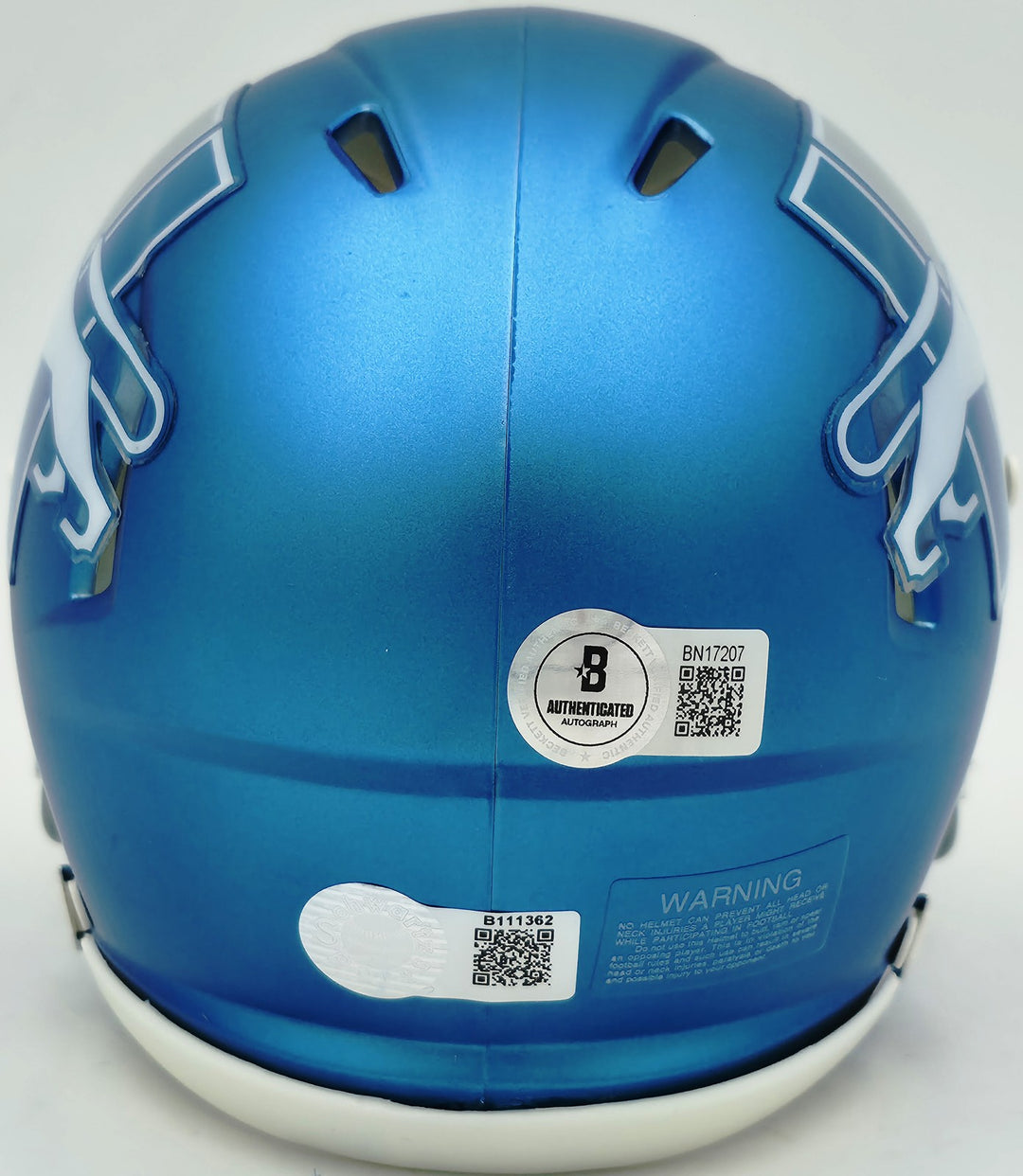 Barry Sanders Signed Detroit Lions 2023 Alternate Blue Speed Mini Helmet Beckett