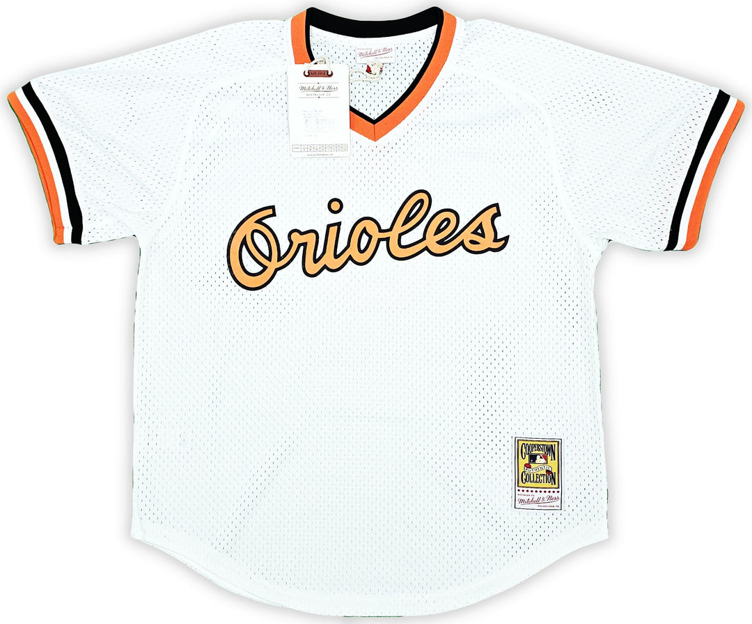 Orioles Cal Ripken Jr Auto White Mitchell Ness BP Jersey L HOF 2007 Fanatics