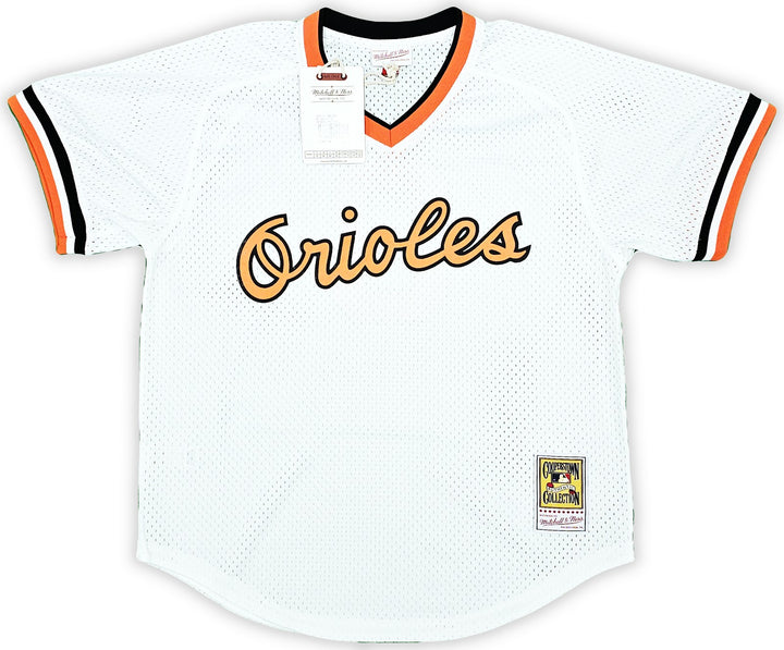 Orioles Cal Ripken Jr Auto White Mitchell Ness BP Jersey L HOF 2007 Fanatics