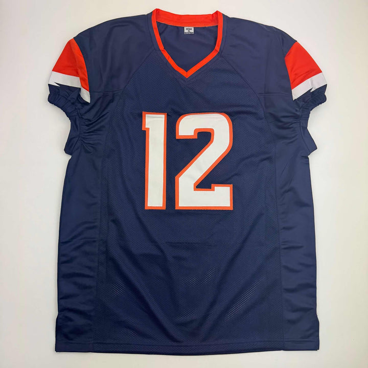 Autographed/Signed R.J RJ Harvey Denver Blue Football Jersey JSA COA