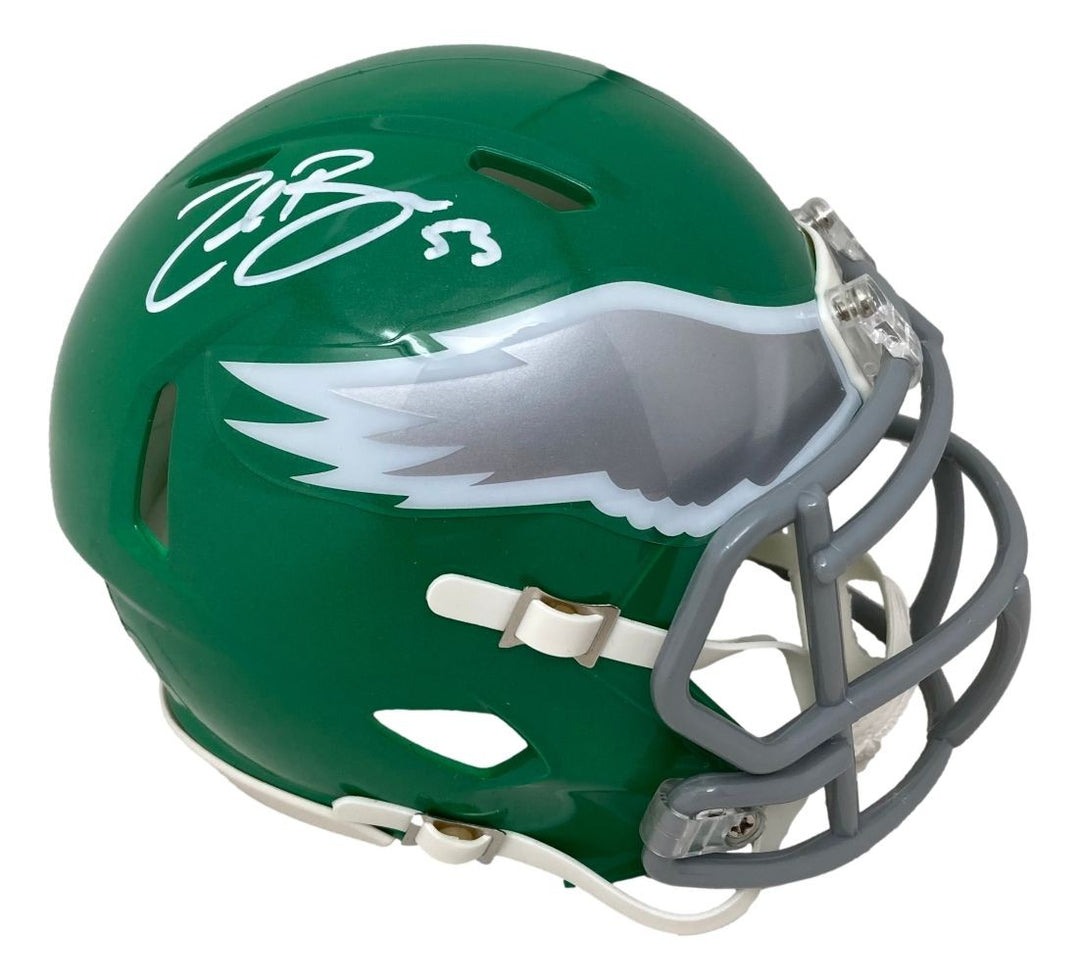 Zack Baun Signed Philadelphia Eagles Kelly Green Mini Speed Helmet BAS
