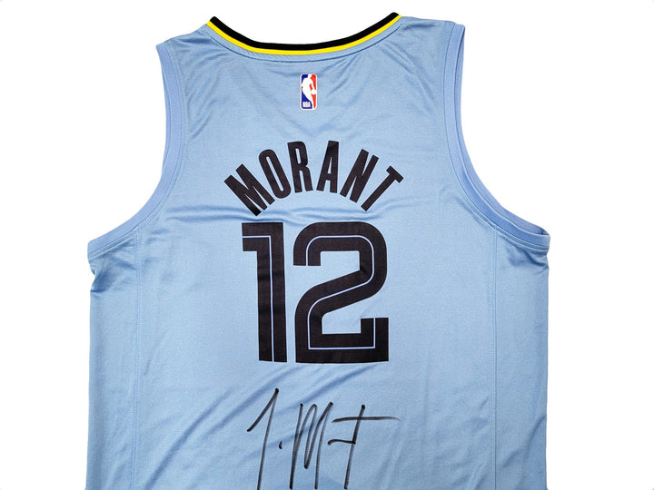 Memphis Grizzlies Ja Morant Signed Light Blue Fanatics Jersey Size L JSA
