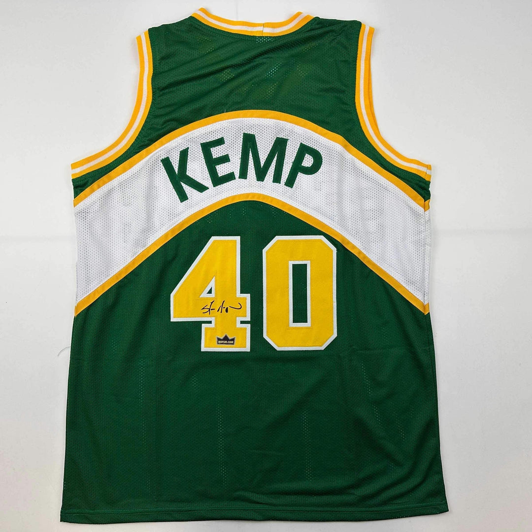 Facsimile Autographed Shawn Kemp Seattle Green Reprint Auto Jersey Size Men's XL