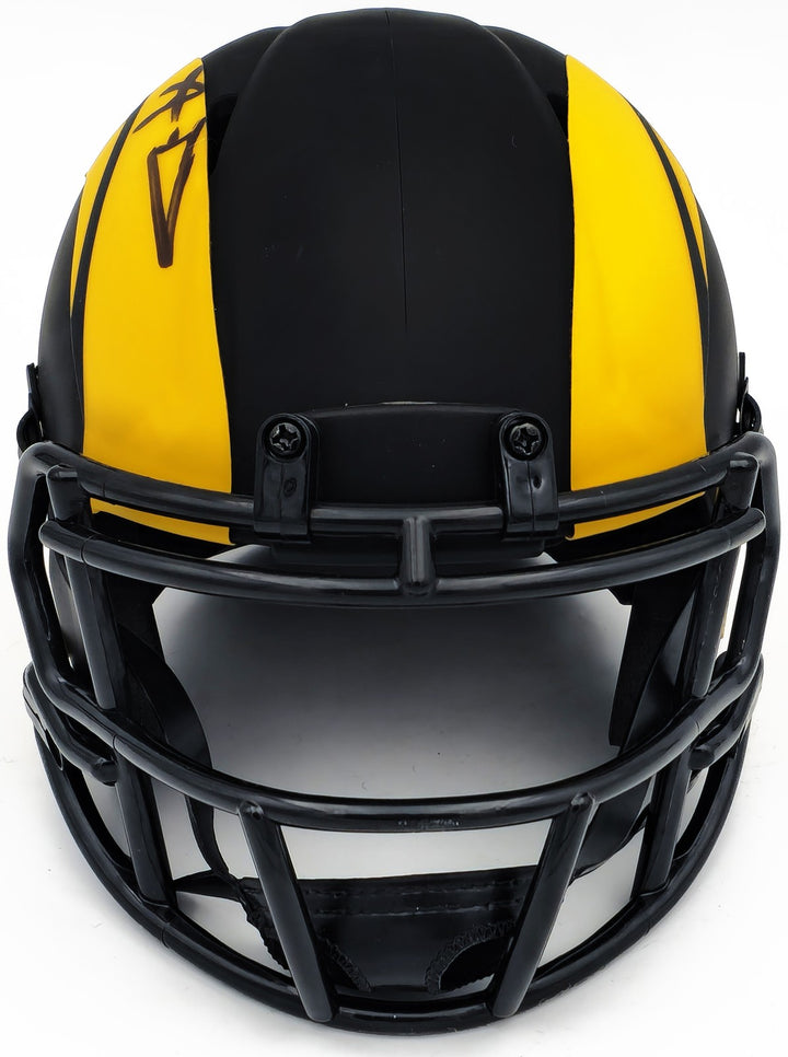 Aaron Donald Signed Los Angeles Rams Eclipse Black Speed Mini Helmet Beckett Wit