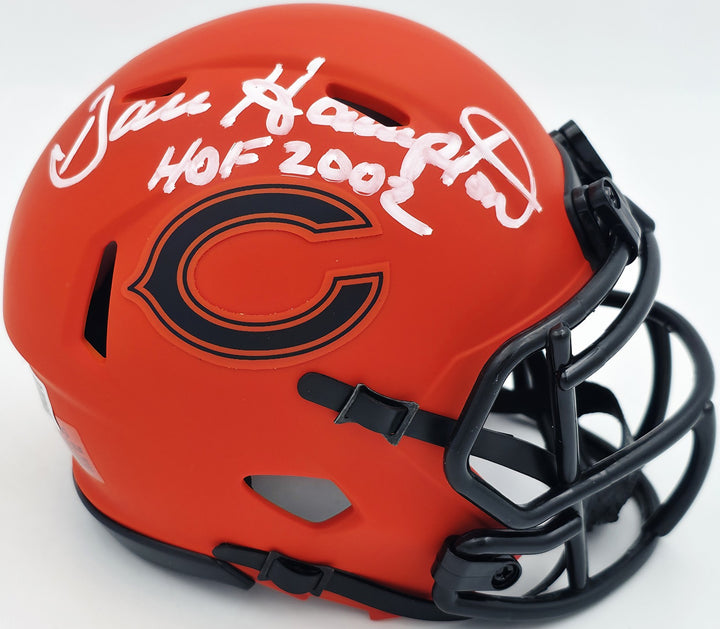 Dan Hampton Signed Chicago Bears Rave Orange Mini Helmet "HOF 2002" Beckett Wit