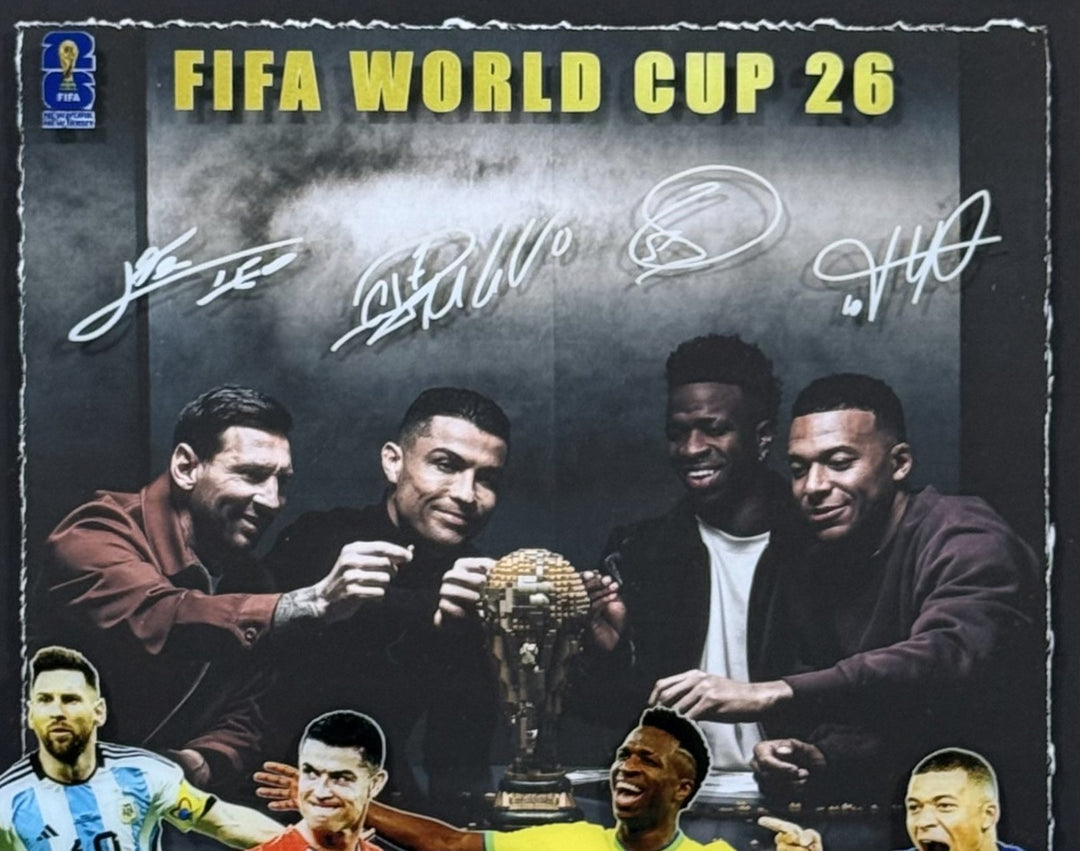 FIFA World Cup 2026 Framed 3D Photo Shadowbox Messi Ronaldo Vinicius Jr Mbappe