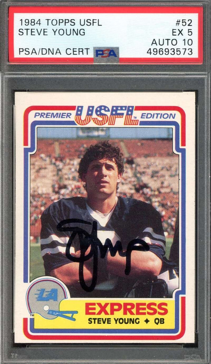 Steve Young Gem Mint 10 PSA DNA Signed 1984 Topps USFL Rookie Autograph
