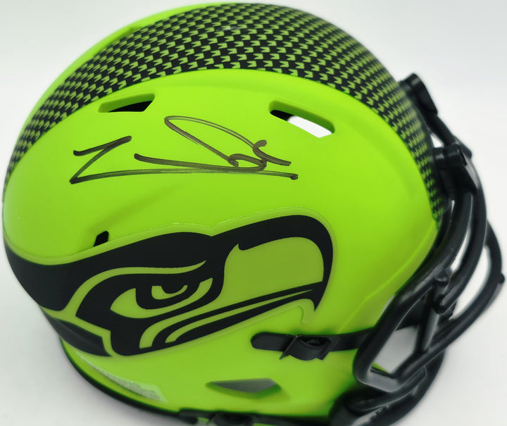 Zach Charbonnet Signed Seattle Seahawks Rave Green Speed Mini Helmet MCS Holo