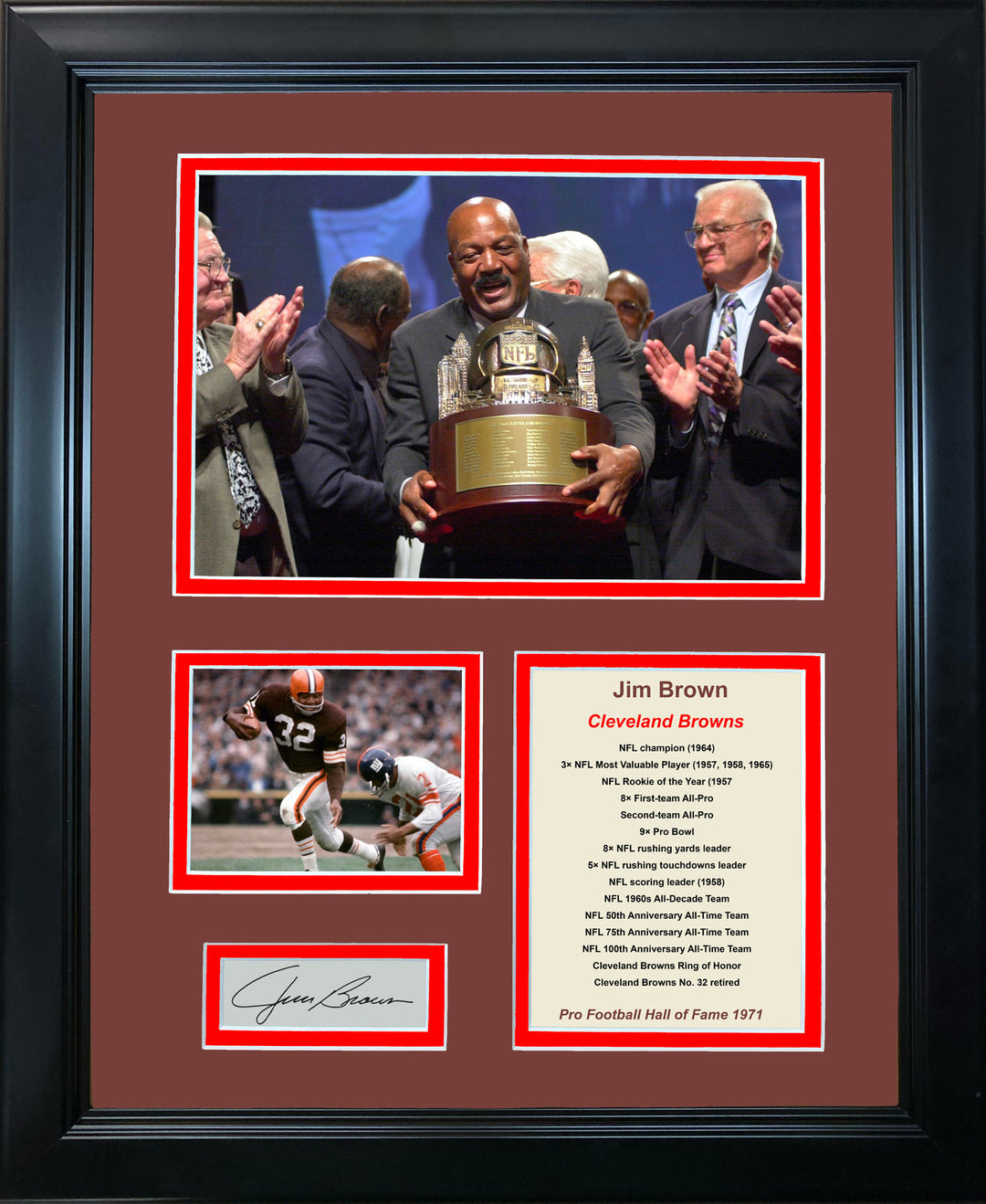 Framed Jim Brown Hall of Fame Facsimile Laser Engraved Auto Browns 12"x15" Photo
