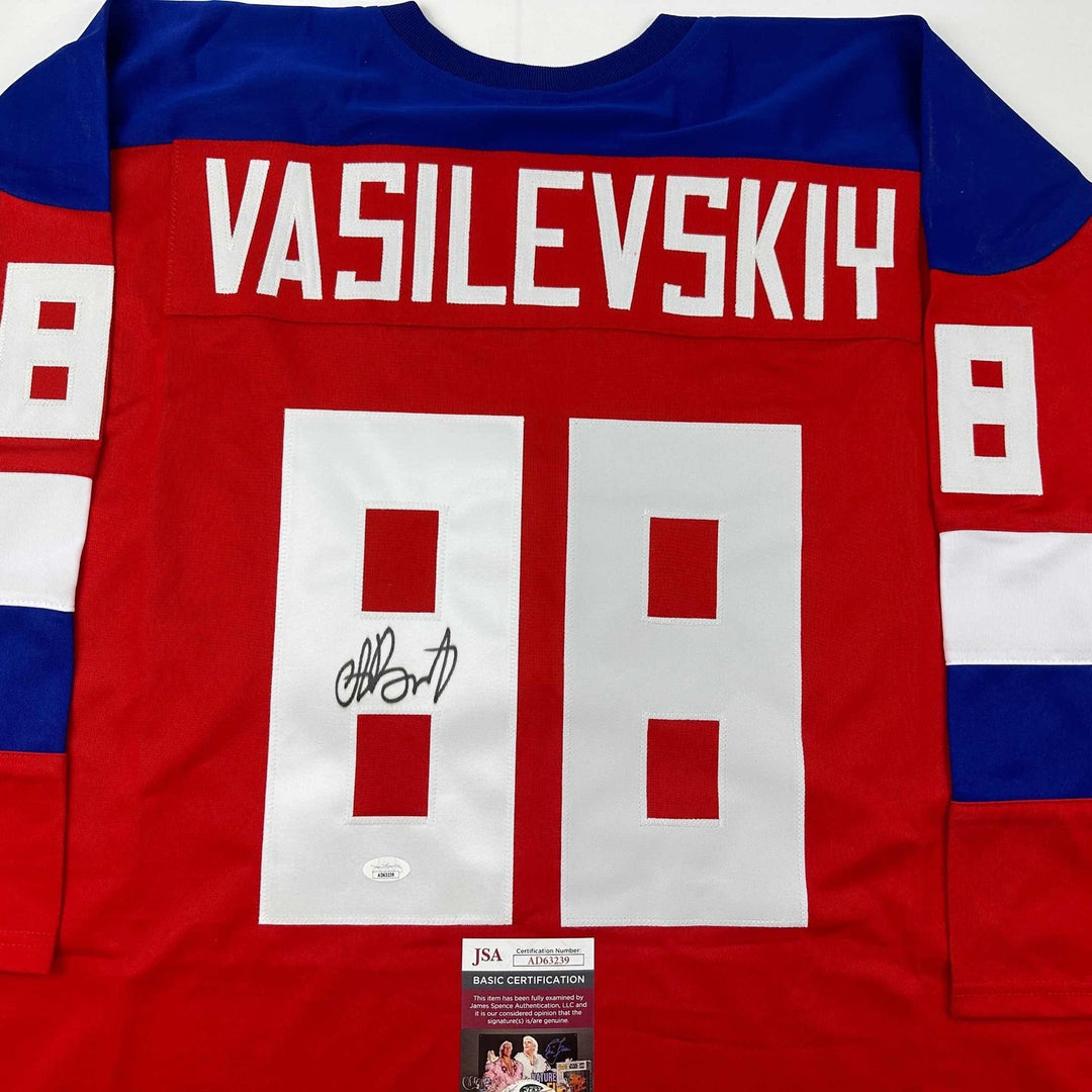 Signed Andrei Vasilevskiy Team Russia Red Olympics Jersey JSA COA