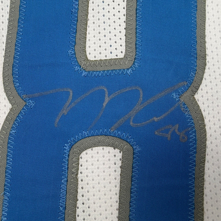 Autographed/Signed TJ Hockenson Detroit White Football Jersey Beckett COA
