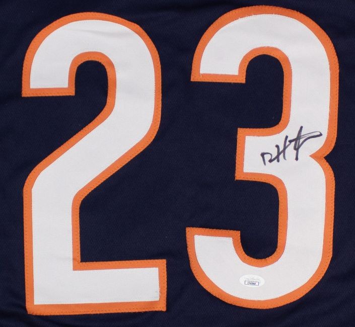 Devin Hester Chicago Signed Navy Stat Football Jersey JSA Hologram