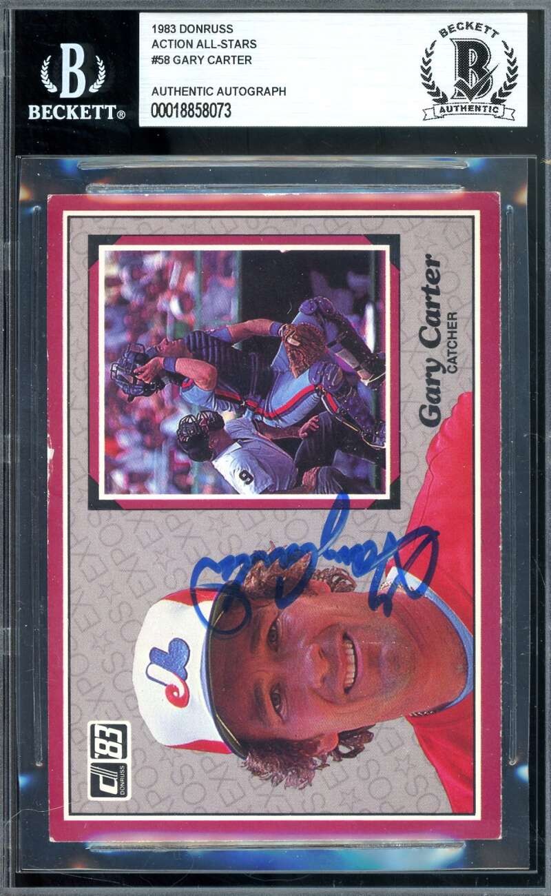 Gary Carter Beckett BAS Signed 1983 Donruss Action All Stars Autograph