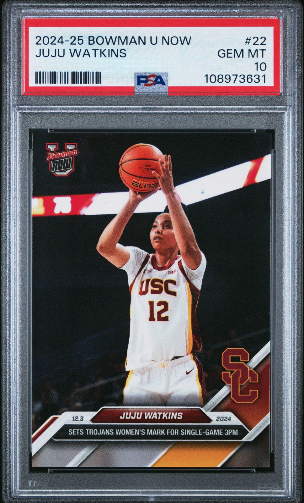 Graded 2024 Topps Bowman U Now JuJu Watkins #22 Rookie RC Basketball Card PSA 10