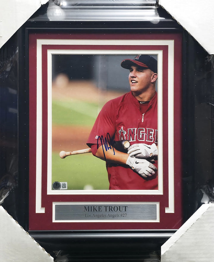 Mike Trout Signed Framed 8x10 Photo California Angels Beckett #AE16568