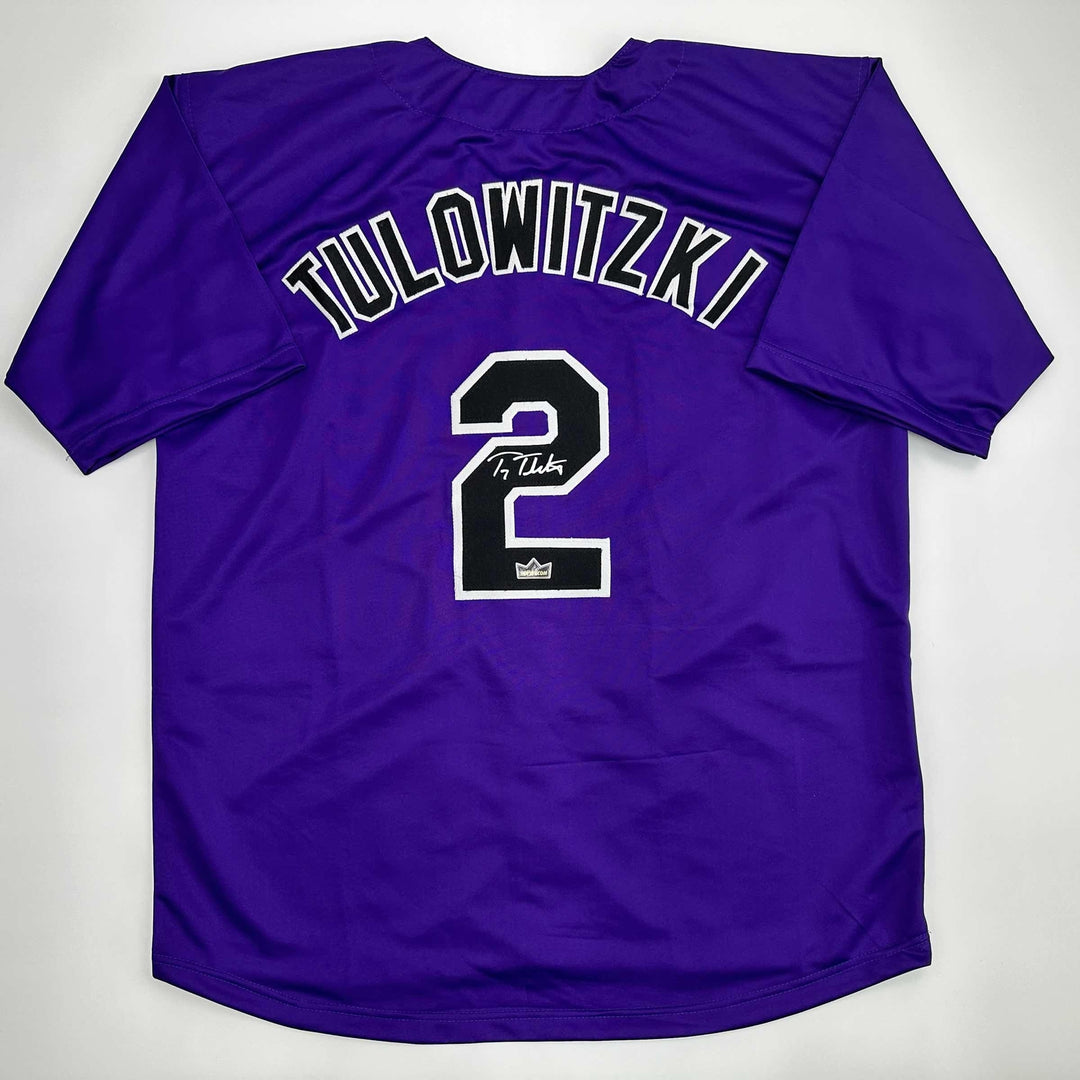 Facsimile Autographed Troy Tulowitzki Colorado Purple Reprint Jersey Men's XL