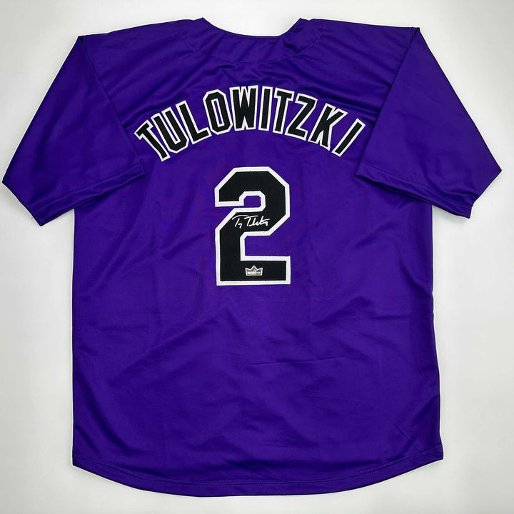 Facsimile Autographed Troy Tulowitzki Colorado Purple Reprint Jersey Men's XL
