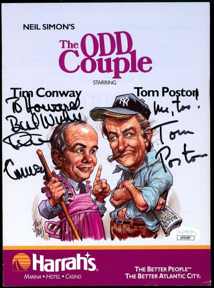 Tim Conway Tom Poston JSA Coa Signed The Odd Couple Program Autograph