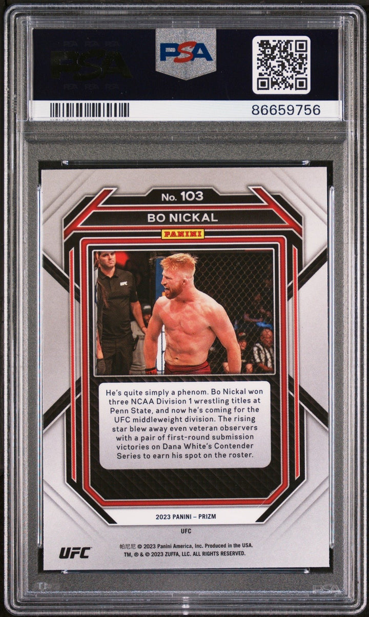 Graded 2023 Panini Prizm UFC Bo Nickal #103 Rookie UFC MMA Card PSA 10 Gem