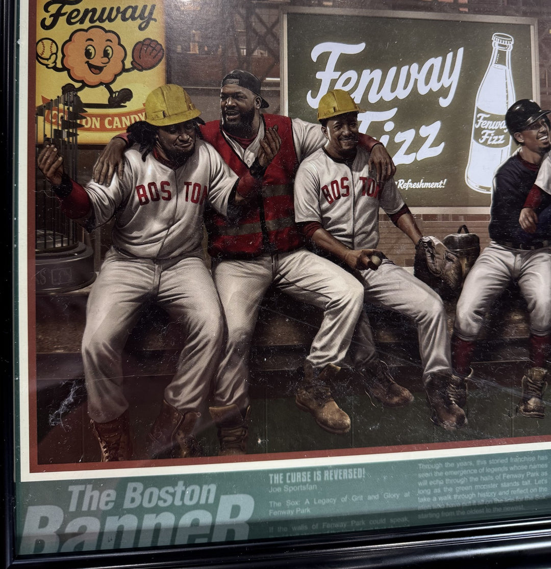 Boston Red Sox Framed Lunch Atop A Monstah 12x36 Lithograph Photo Ortiz Yaz Fisk