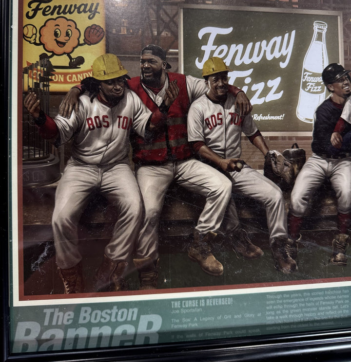 Boston Red Sox Framed Lunch Atop A Monstah 12x36 Lithograph Photo Ortiz Yaz Fisk