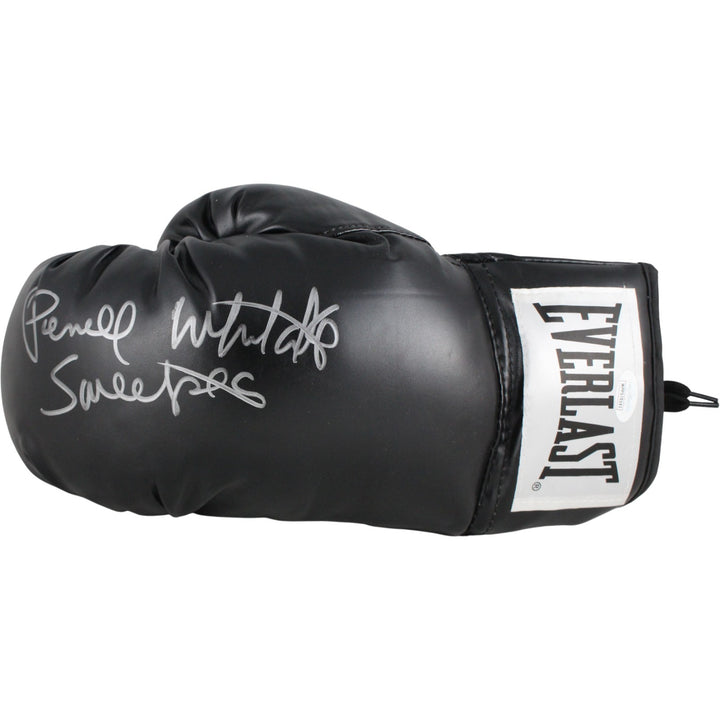 Pernell Sweat Pea Whitaker Autographed Black Everlast L Boxing Glove JSA 53559