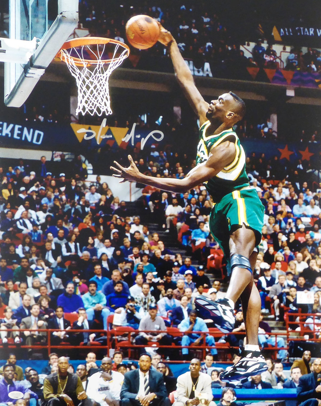 Shawn Kemp Autographed Signed 16x20 Photo Seattle Sonics MCS Holo