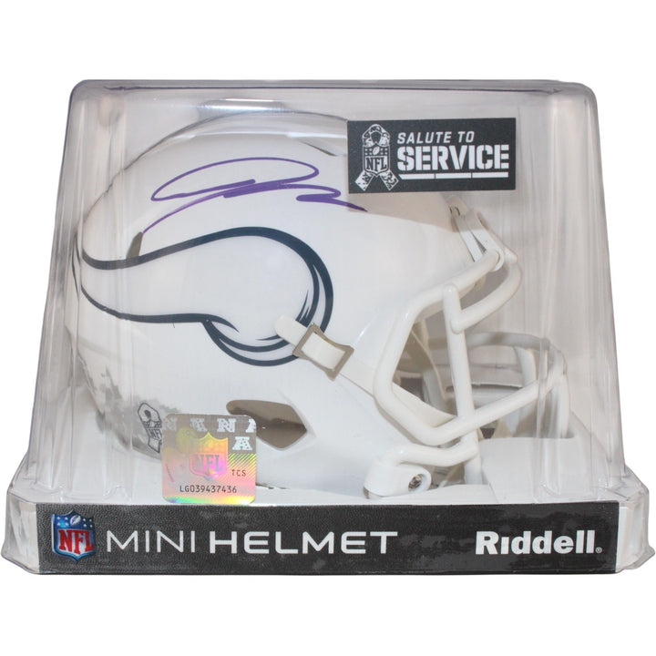 Jordan Addison Autographed Minnesota Vikings 24 STS Mini Helmet Beckett 53881