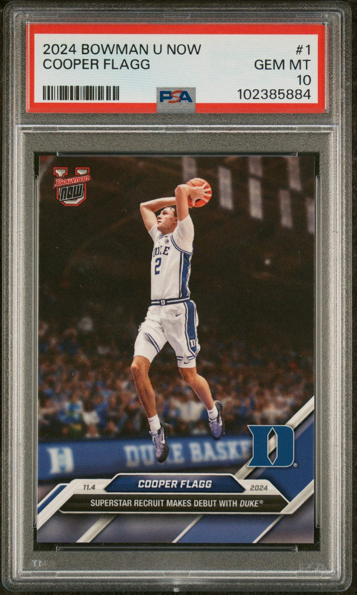 Graded 2024 Bowman U Now Cooper Flagg #1 Debut Rookie RC Basketball Card PSA 10
