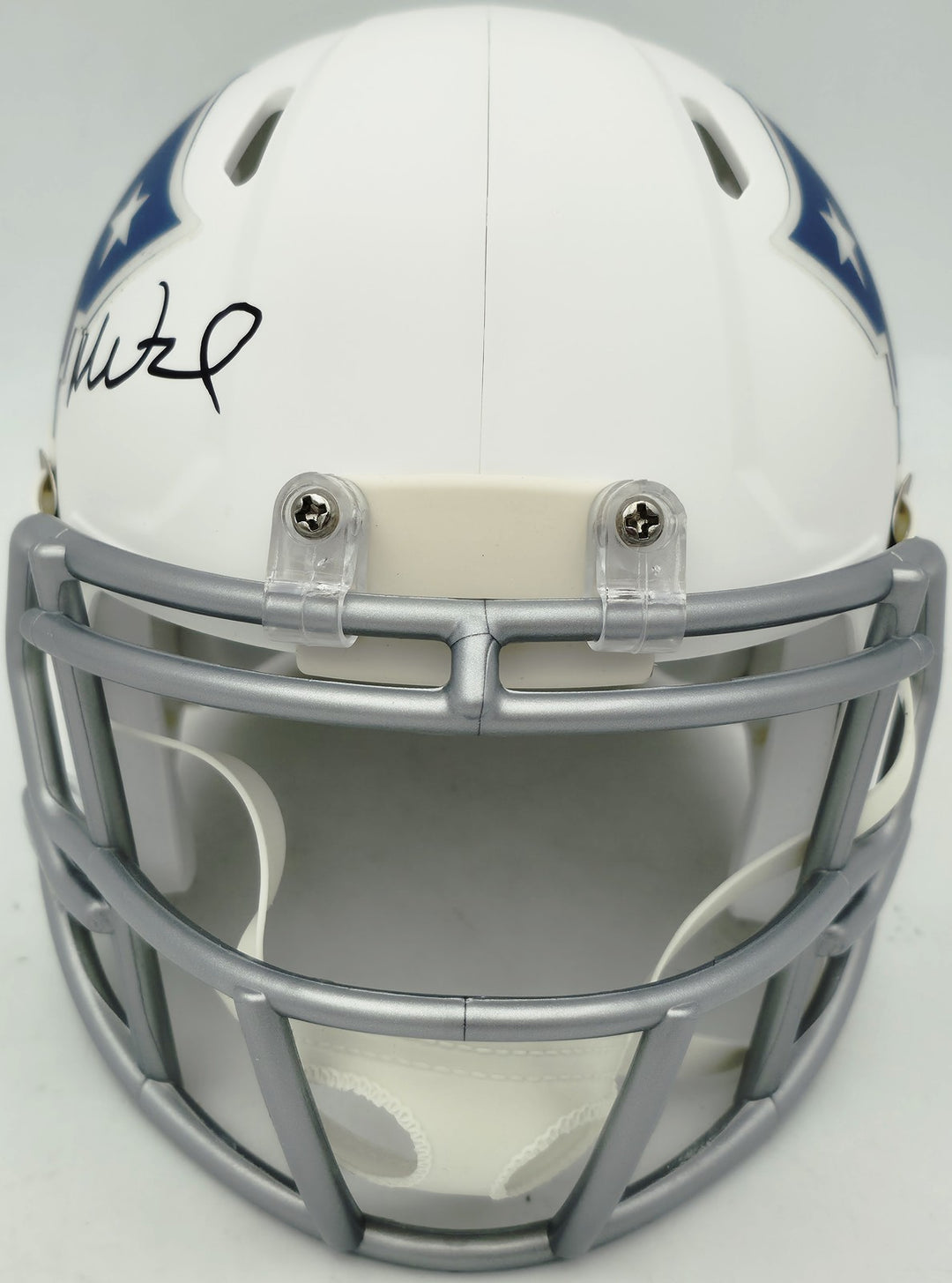 Mike Vrabel Signed Patriots White Rivalries Mini Helmet JSA Witness