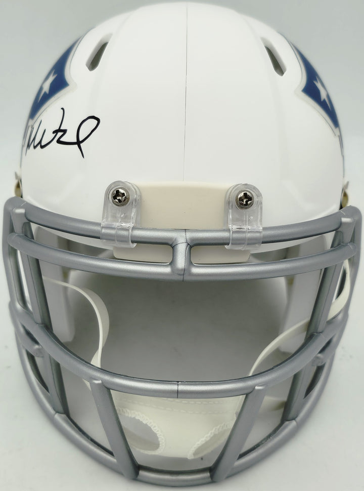 Mike Vrabel Signed Patriots White Rivalries Mini Helmet JSA Witness