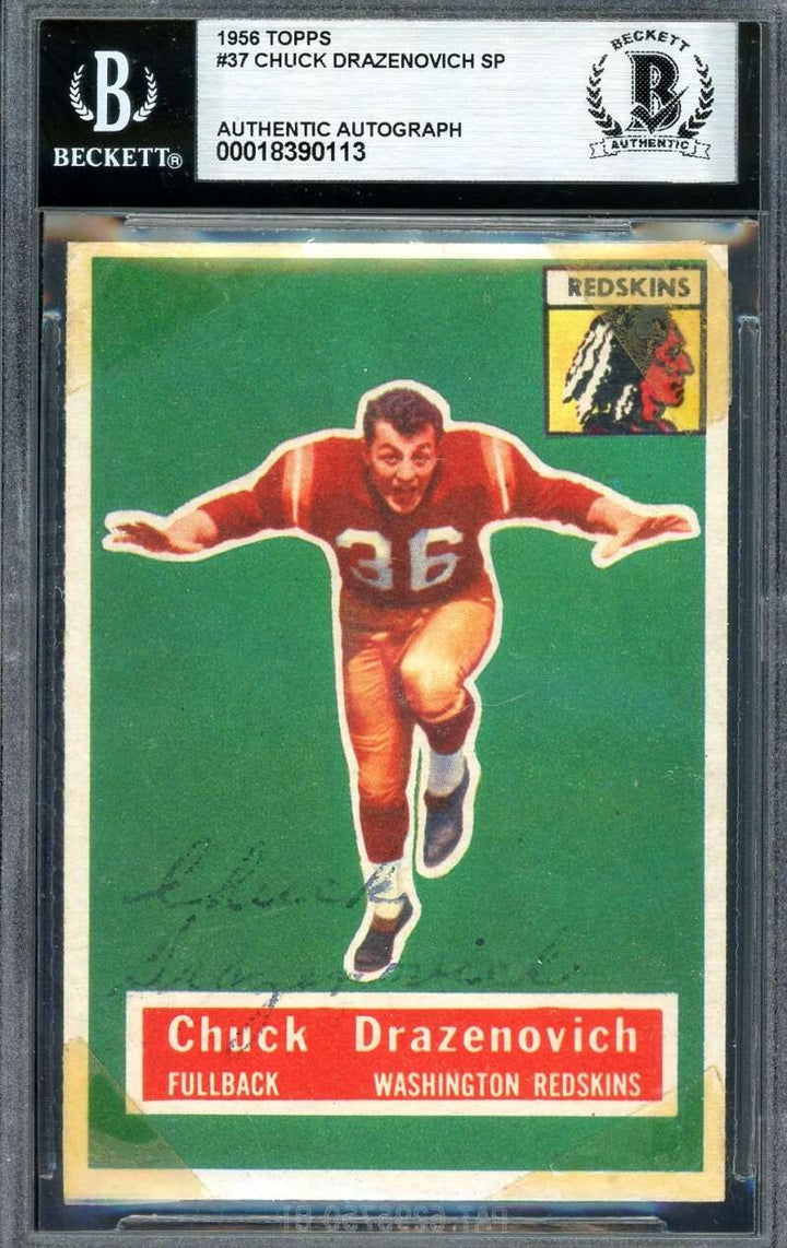 Chuck Drazenovich Beckett BAS Signed 1956 Topps Autograph