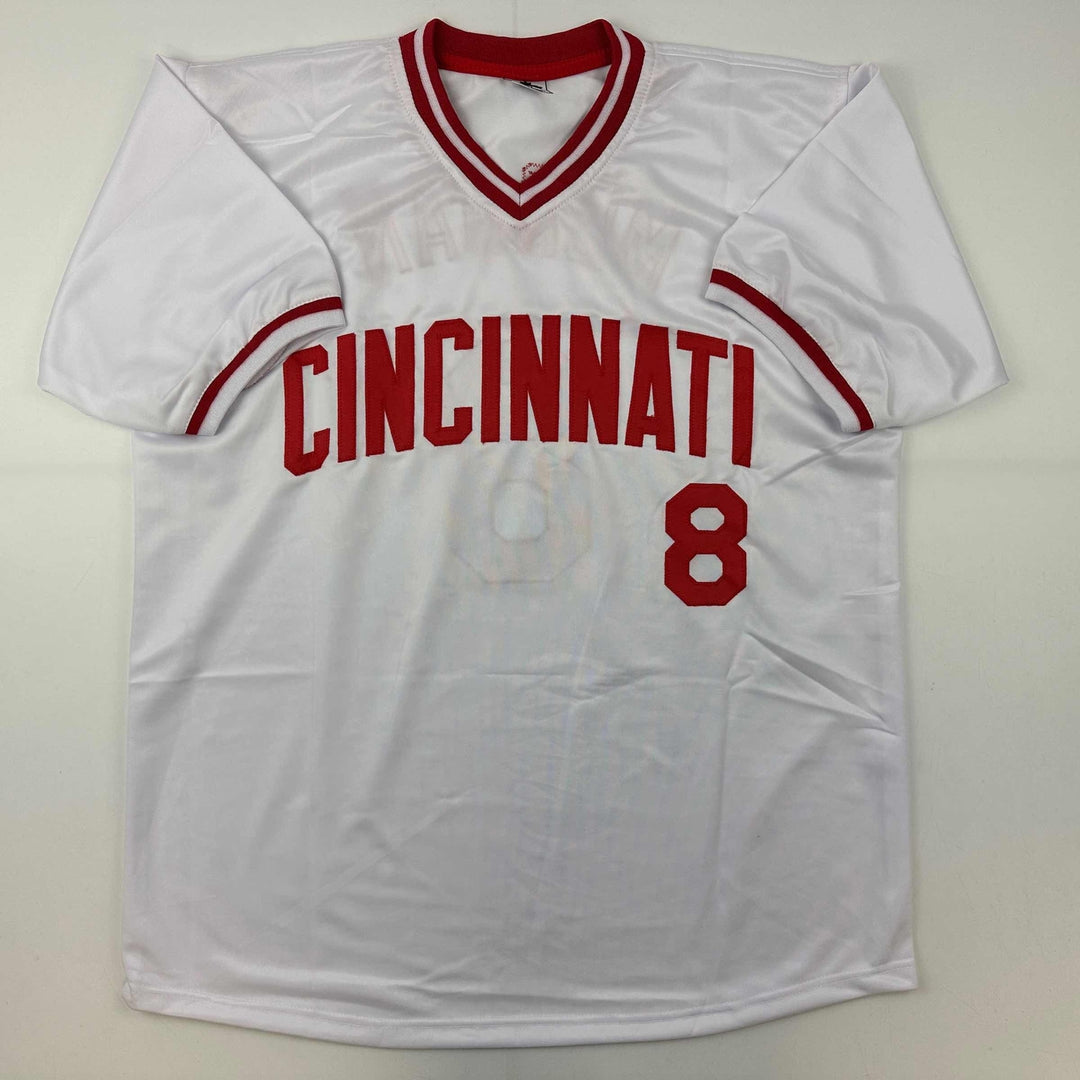 Facsimile Autographed Joe Morgan Cincinnati White Reprint Auto Jersey Men's XL