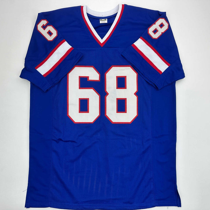 Facsimile Autographed Joe DeLamielleure Buffalo Blue Reprint Jersey Size Mens XL
