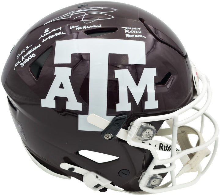 Johnny Manziel Auto Texas AM Maroon Full Size Auth Hyper SpeedFlex Helmet 4 Stat