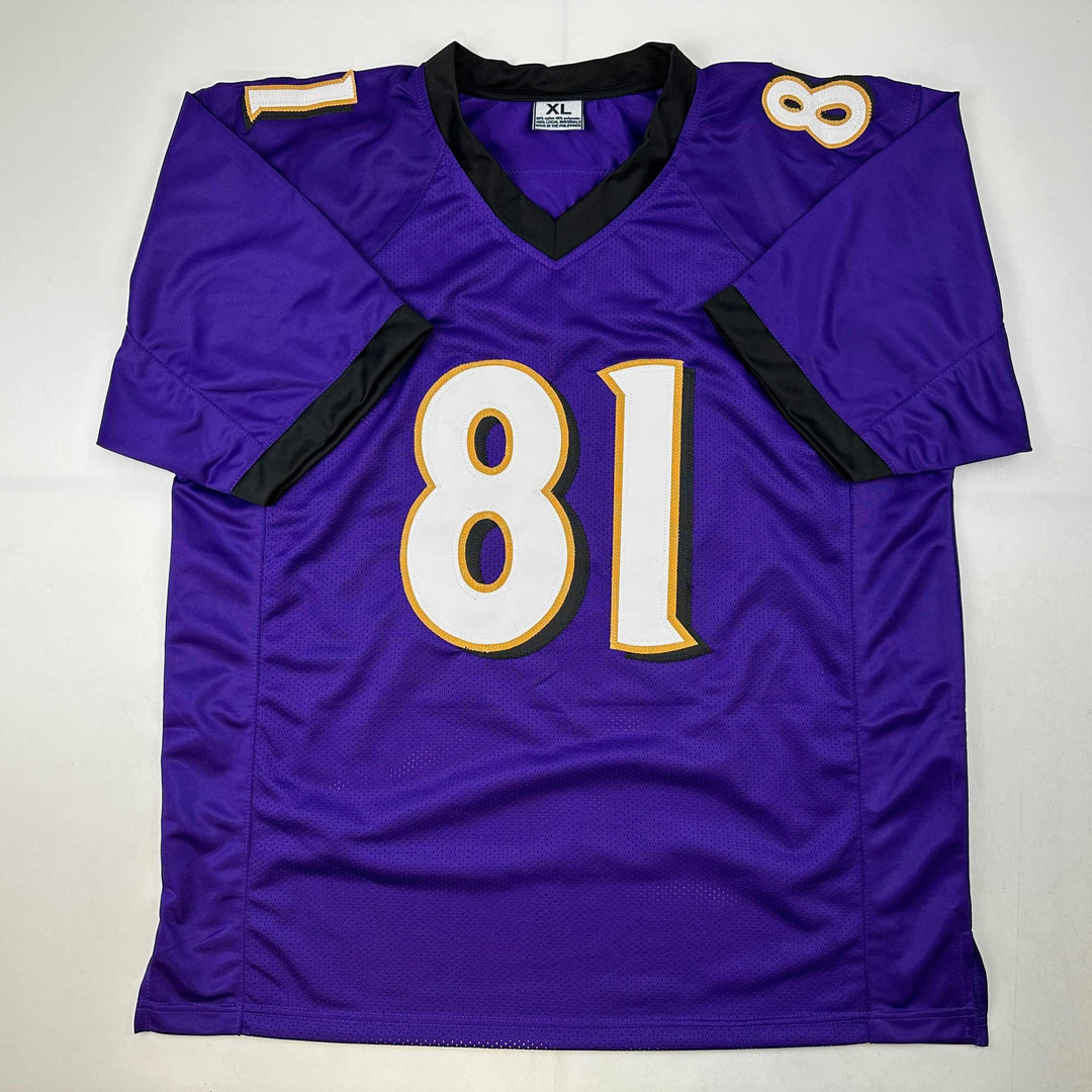 Facsimile Autographed Anquan Boldin Baltimore Purple Reprint Jersey Size Mens XL