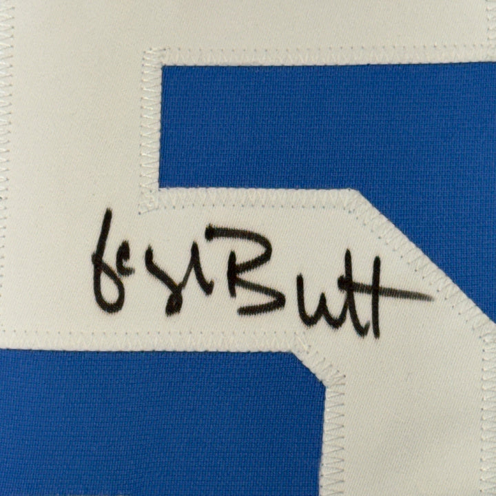 Framed Autographed/Signed George Brett 35x39 Kansas City Blue Jersey JSA COA